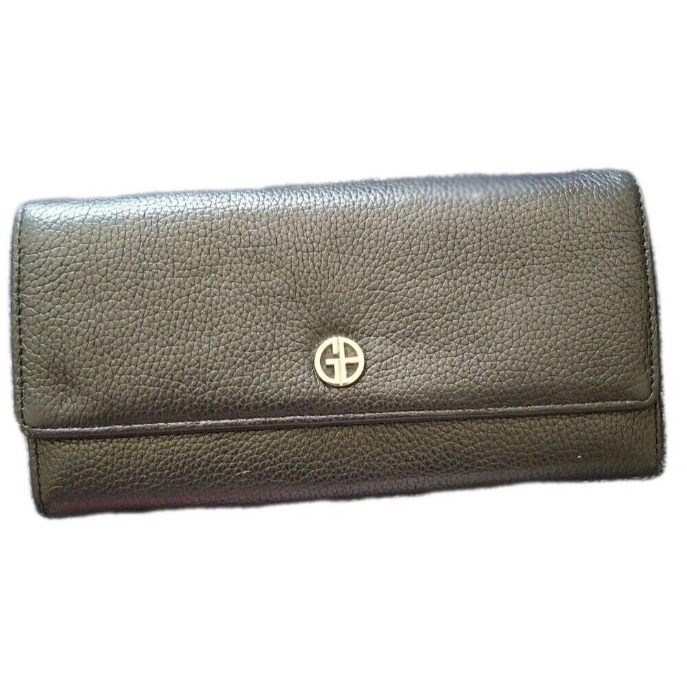 Giani Bernini Wallet Black Leather Multi-Compartments ID Window Minimalist